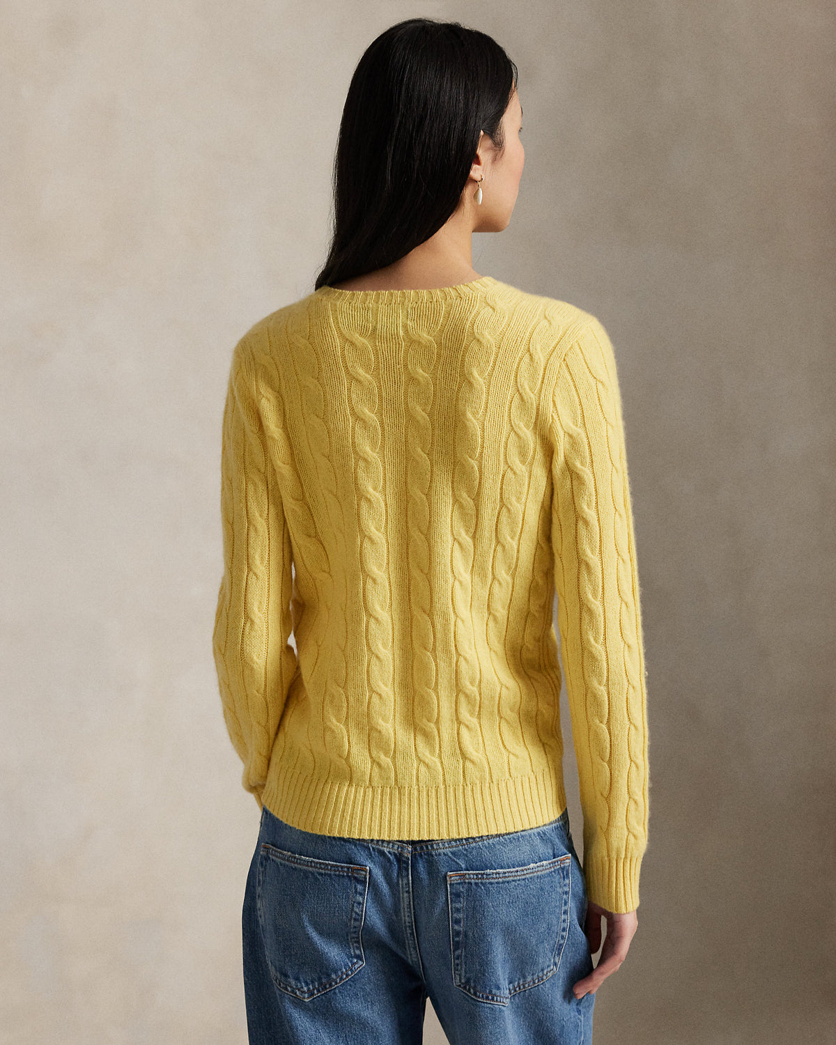 Ralph Lauren Women's The Iconic Cable-Knit Cashmere Sweater - Fall Yellow