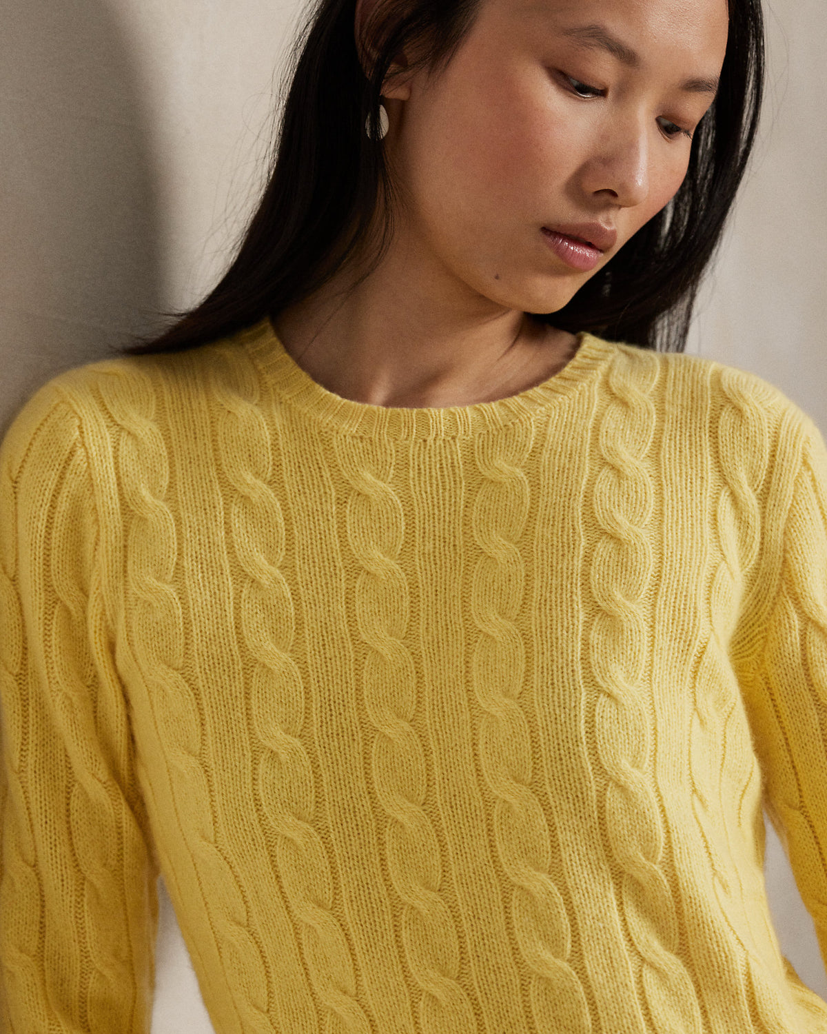 Ralph Lauren Women's The Iconic Cable-Knit Cashmere Sweater - Fall Yellow