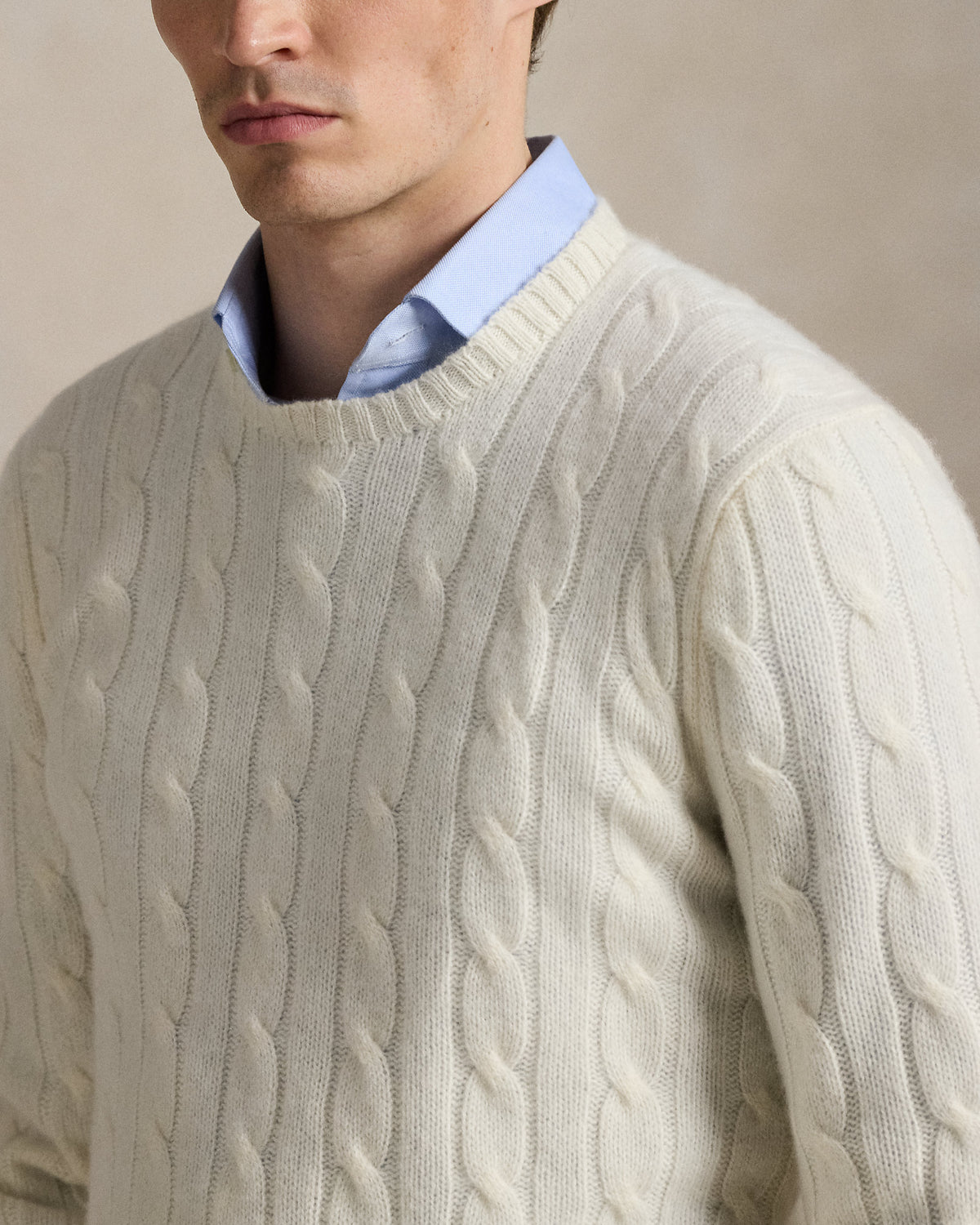 Ralph Lauren Unisex The Iconic Cable-Knit Cashmere Sweater - Cream