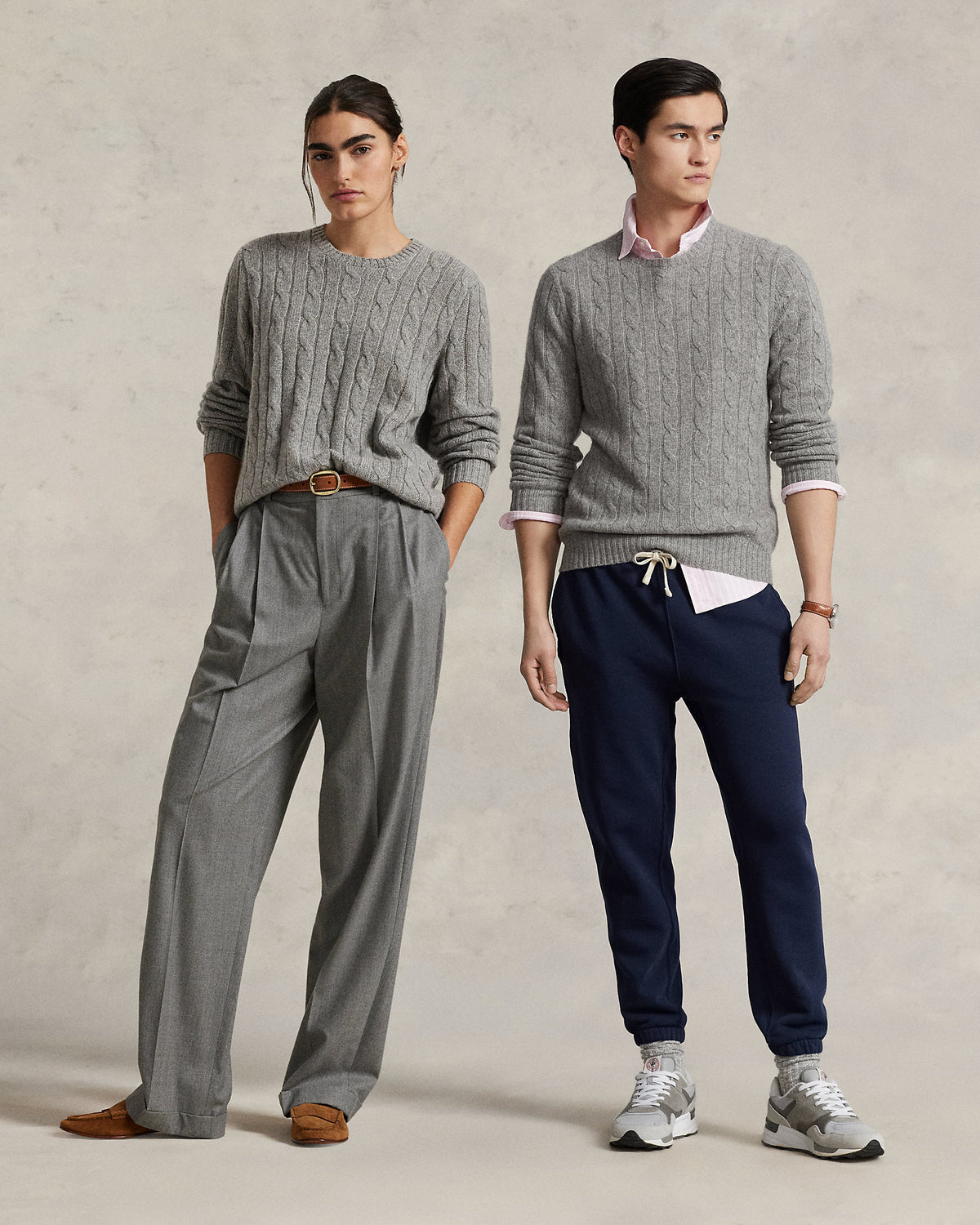 Ralph Lauren Unisex The Iconic Cable-Knit Cashmere Sweater - Fawn Grey Heather