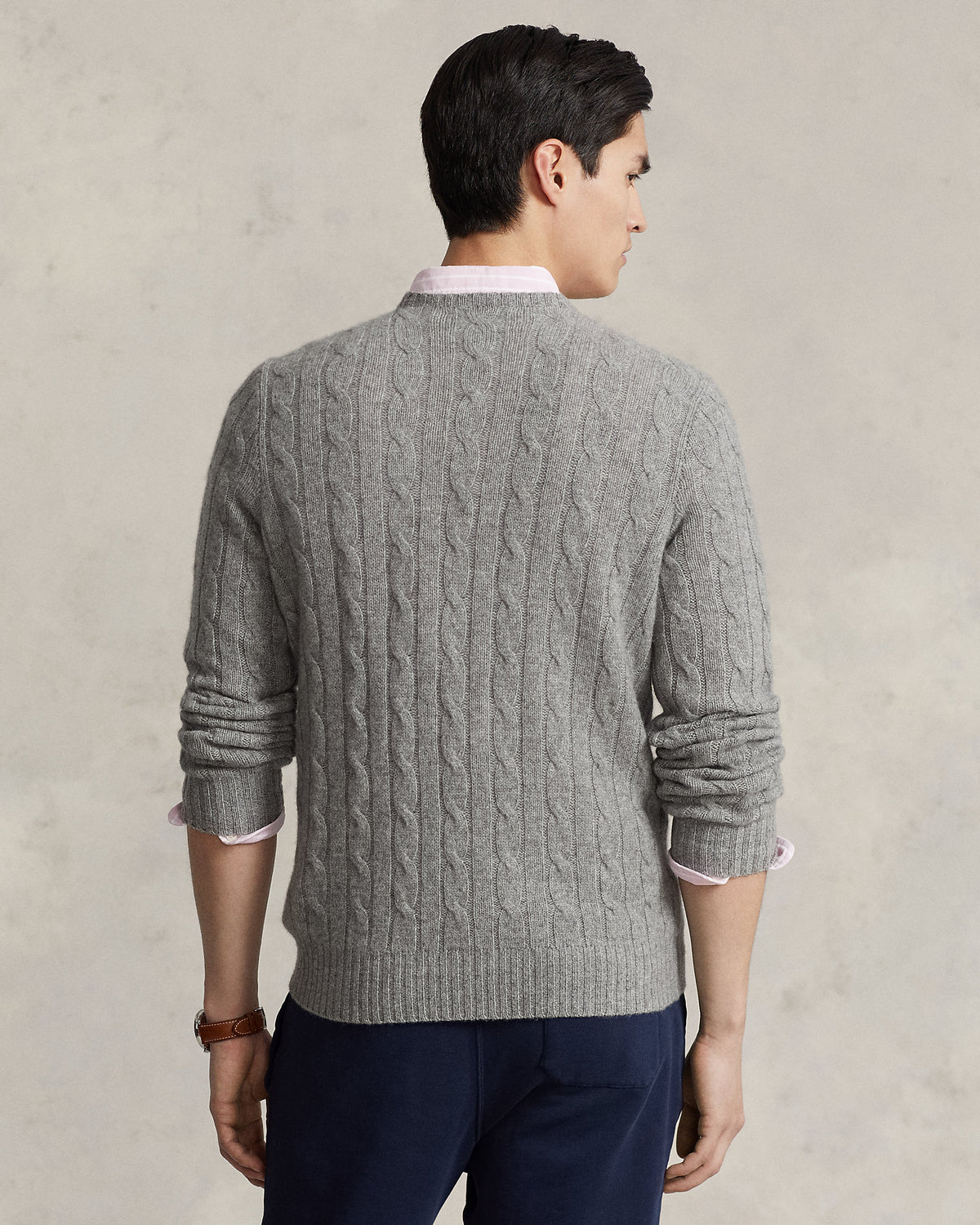 Ralph Lauren Unisex The Iconic Cable-Knit Cashmere Sweater - Fawn Grey Heather