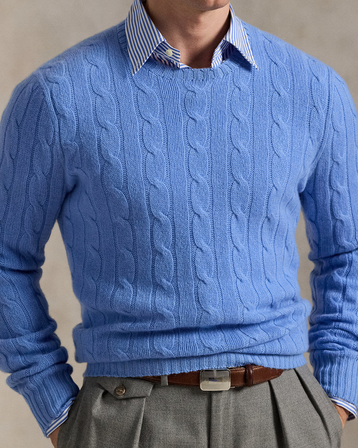 Ralph Lauren Unisex The Iconic Cable-Knit Cashmere Sweater - New Litchfield Blue