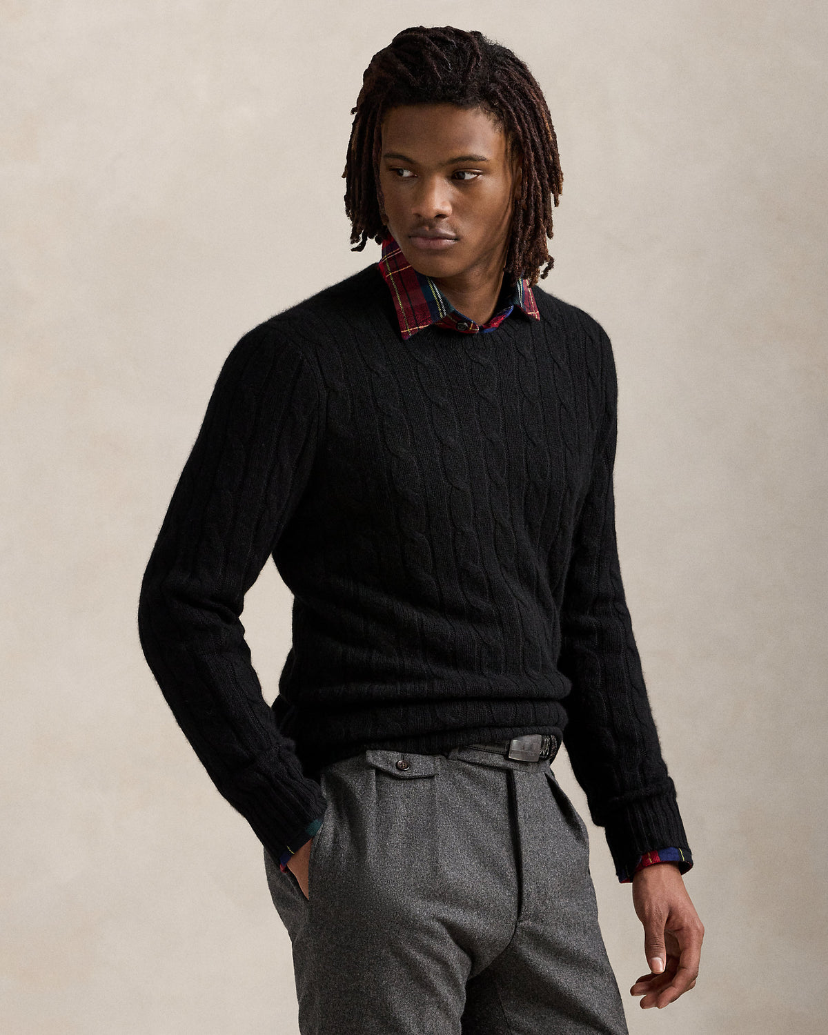 Ralph Lauren Unisex The Iconic Cable-Knit Cashmere Sweater - Polo Black