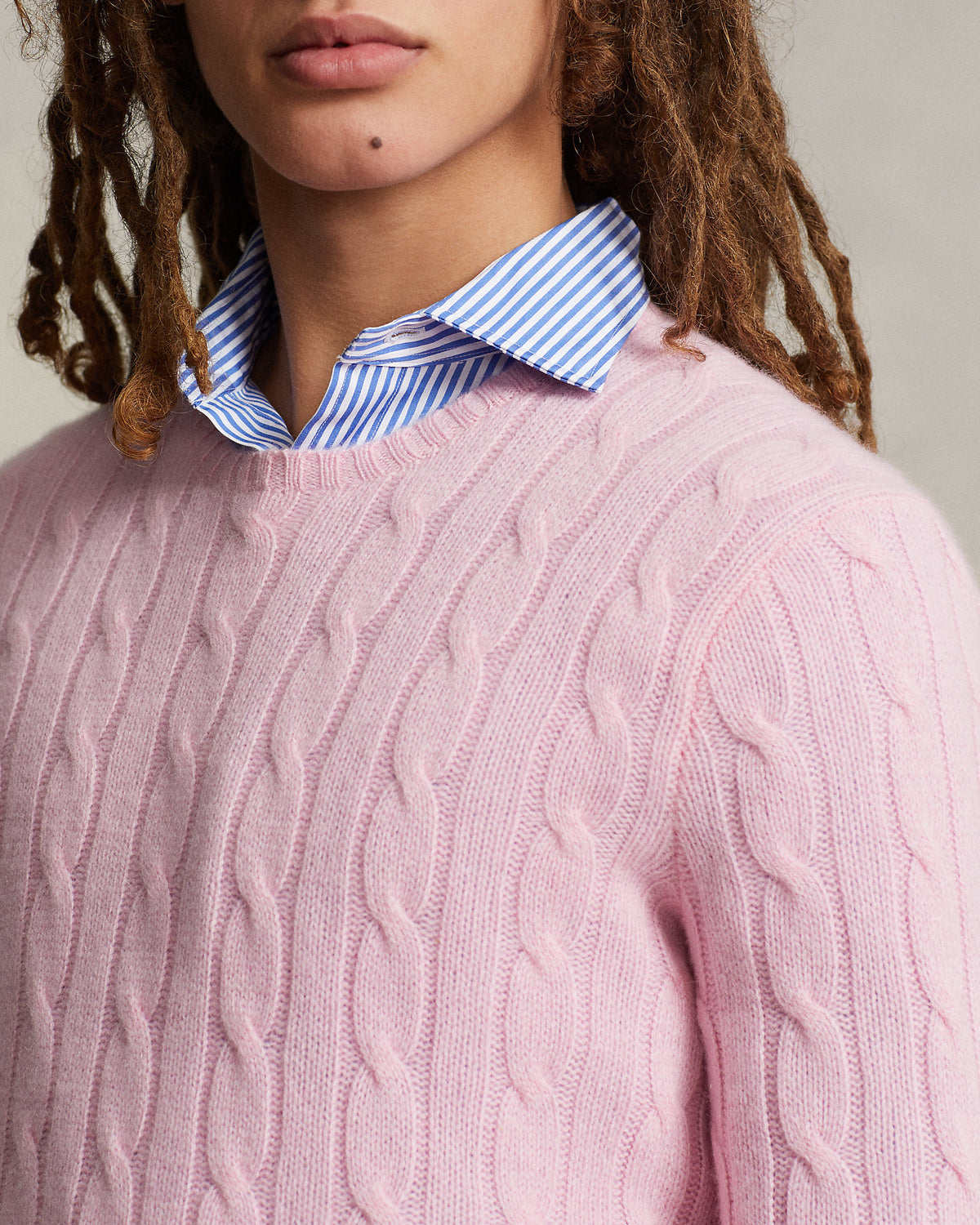 Ralph Lauren Unisex The Iconic Cable-Knit Cashmere Sweater - Dusty Carmel Pink