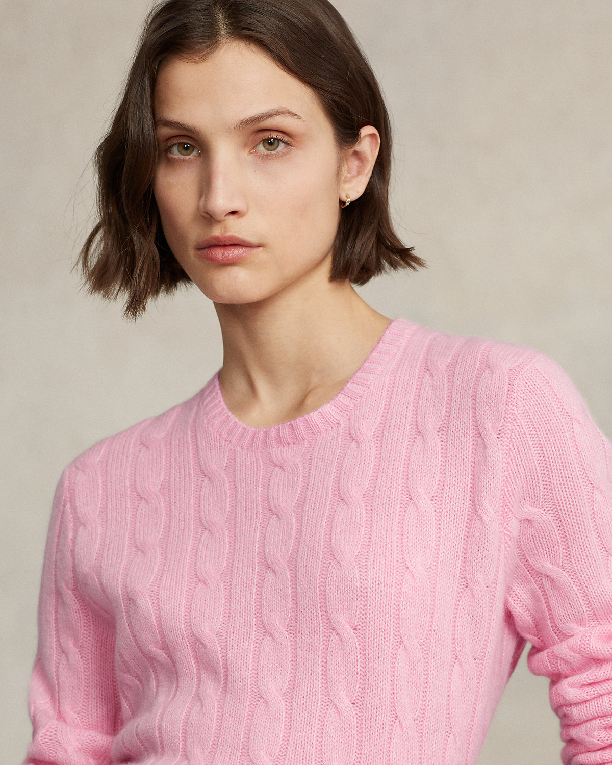 Ralph Lauren Unisex The Iconic Cable-Knit Cashmere Sweater - Dusty Carmel Pink