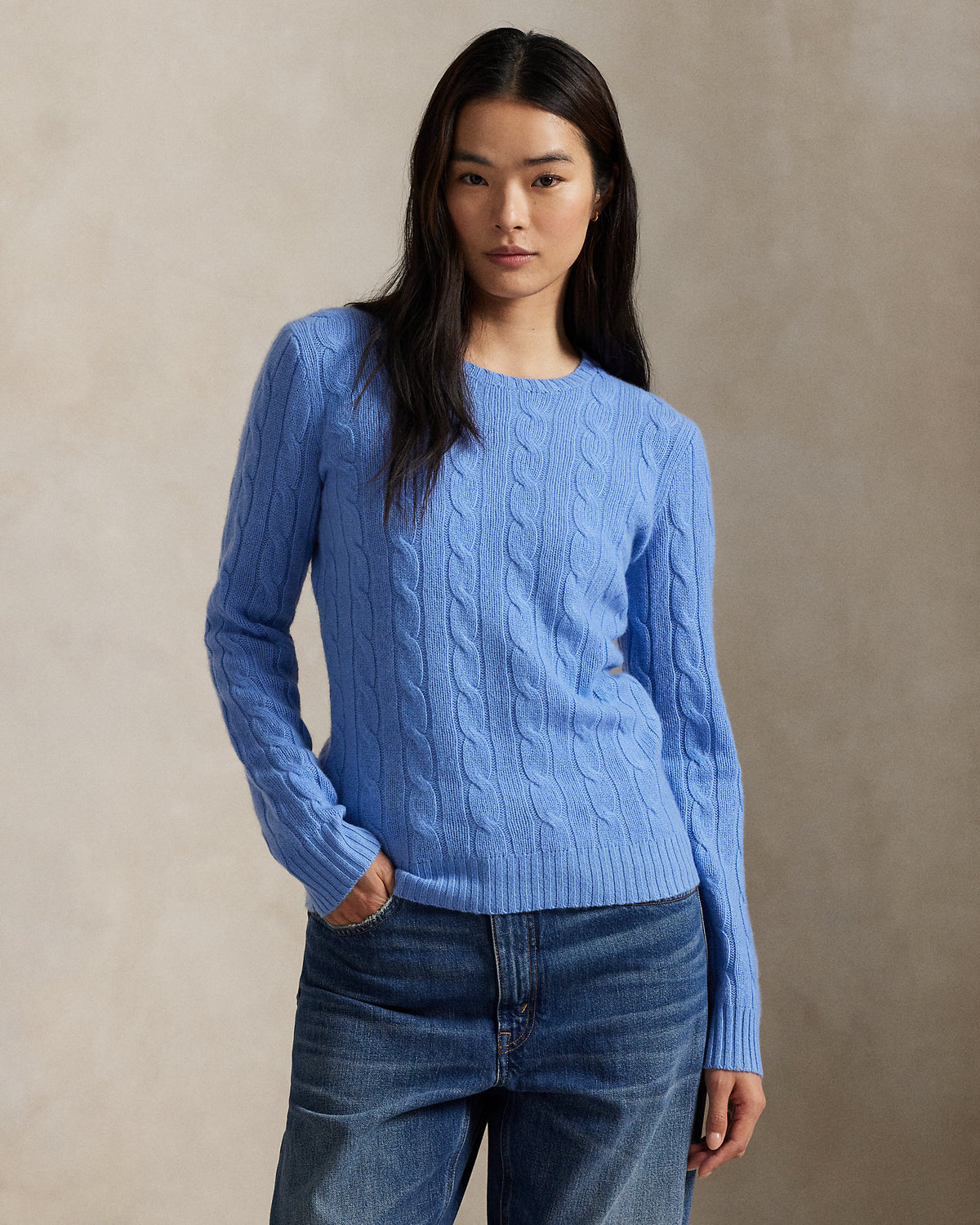 Ralph Lauren Women's The Iconic Cable-Knit Cashmere Sweater - New Litchfield Blue