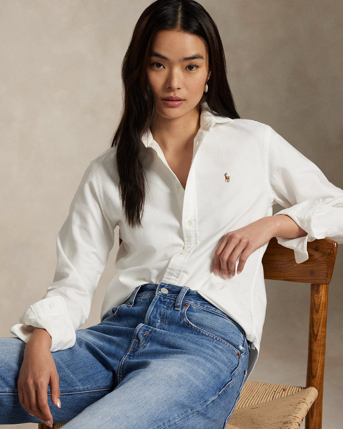 Ralph Lauren Women Slim Fit Oxford Shirt  -  White