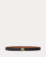 Ralph Lauren Logo Reversible Leather Skinny Belt Çift Taraflı Kadın Deri Kemer (2cm) Black/ Lauren Tan