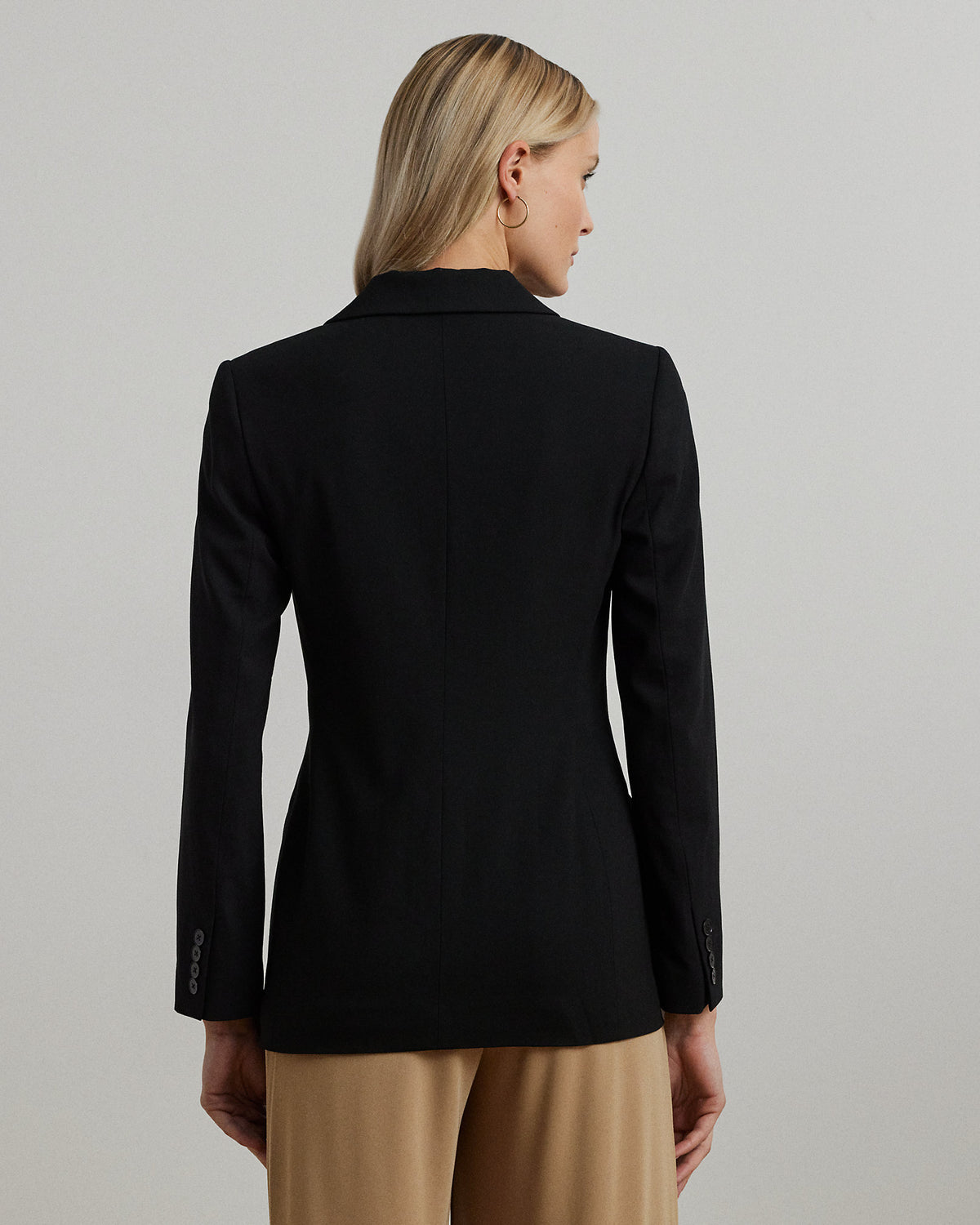 Ralph Lauren Women's Double-Breasted Wool Crepe Blazer-Polo Black
