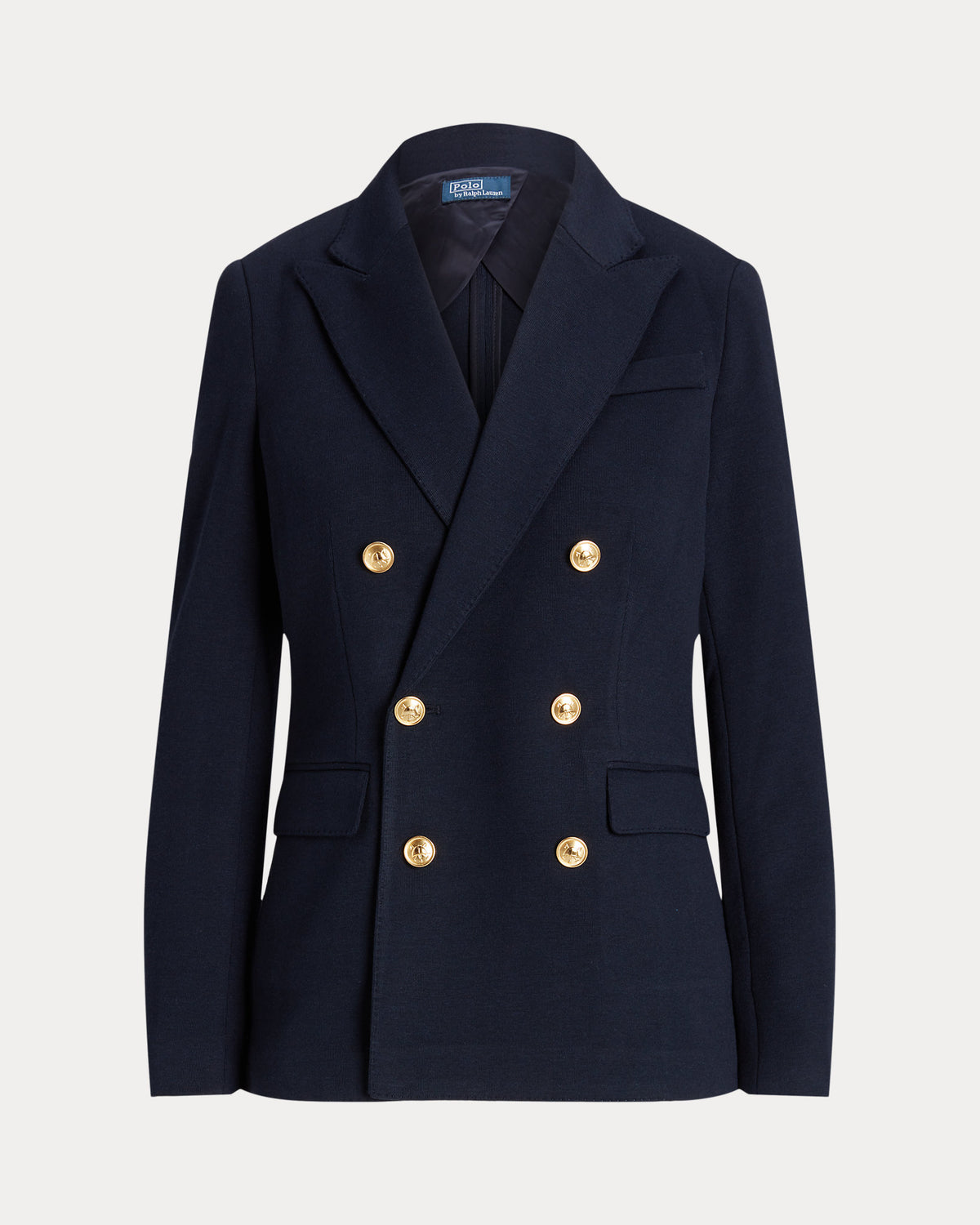 Ralph Lauren Women's Double-Breasted Knit Blazer-Park Avenue Navy