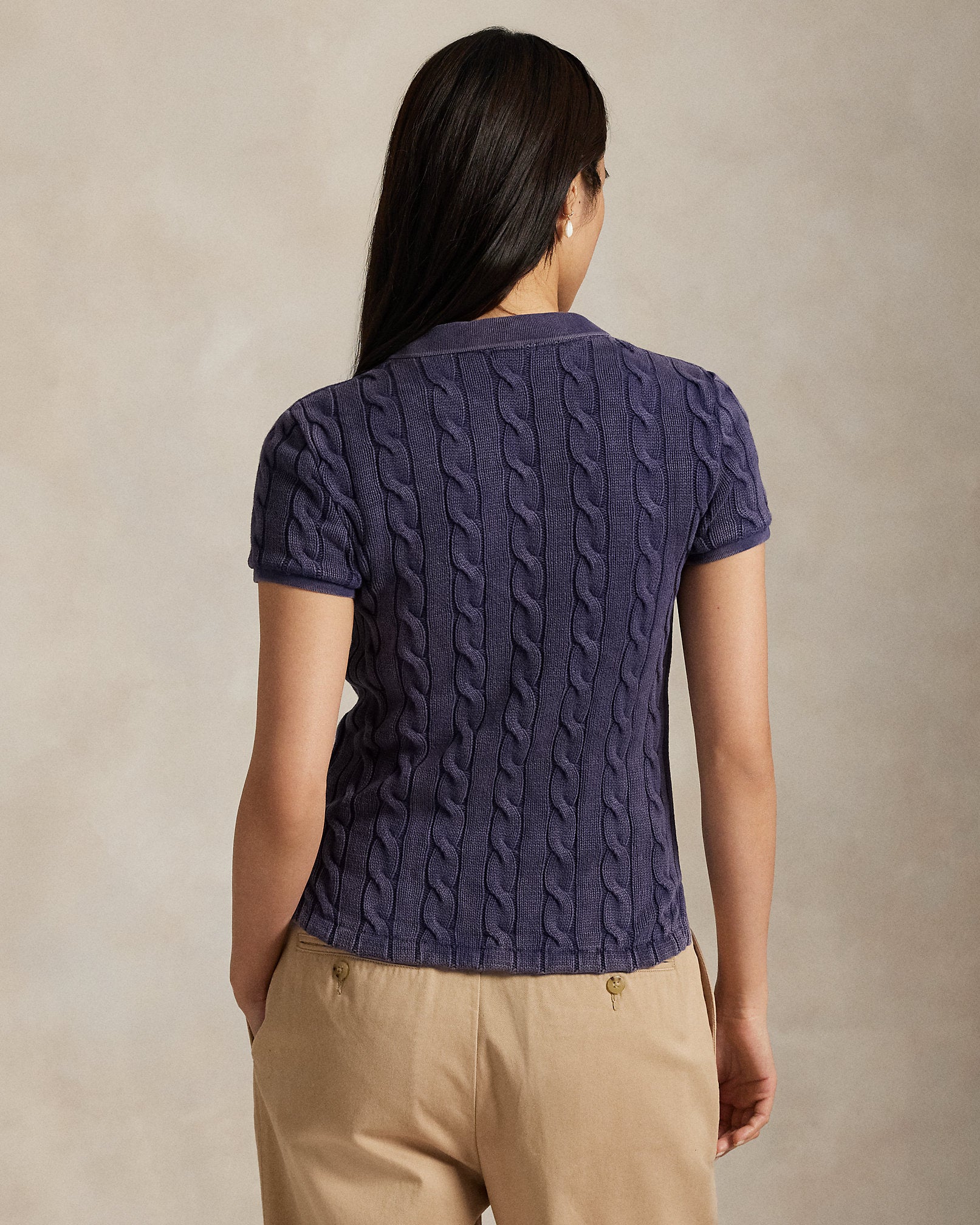 Ralph Lauren Women Cable-Knit Polo Shirt - Newport Navy