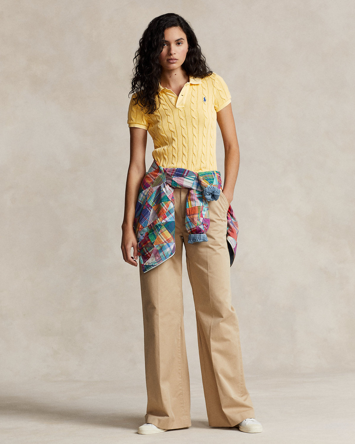 Ralph Lauren Women Cable-Knit Polo Shirt  -  Fall Yellow
