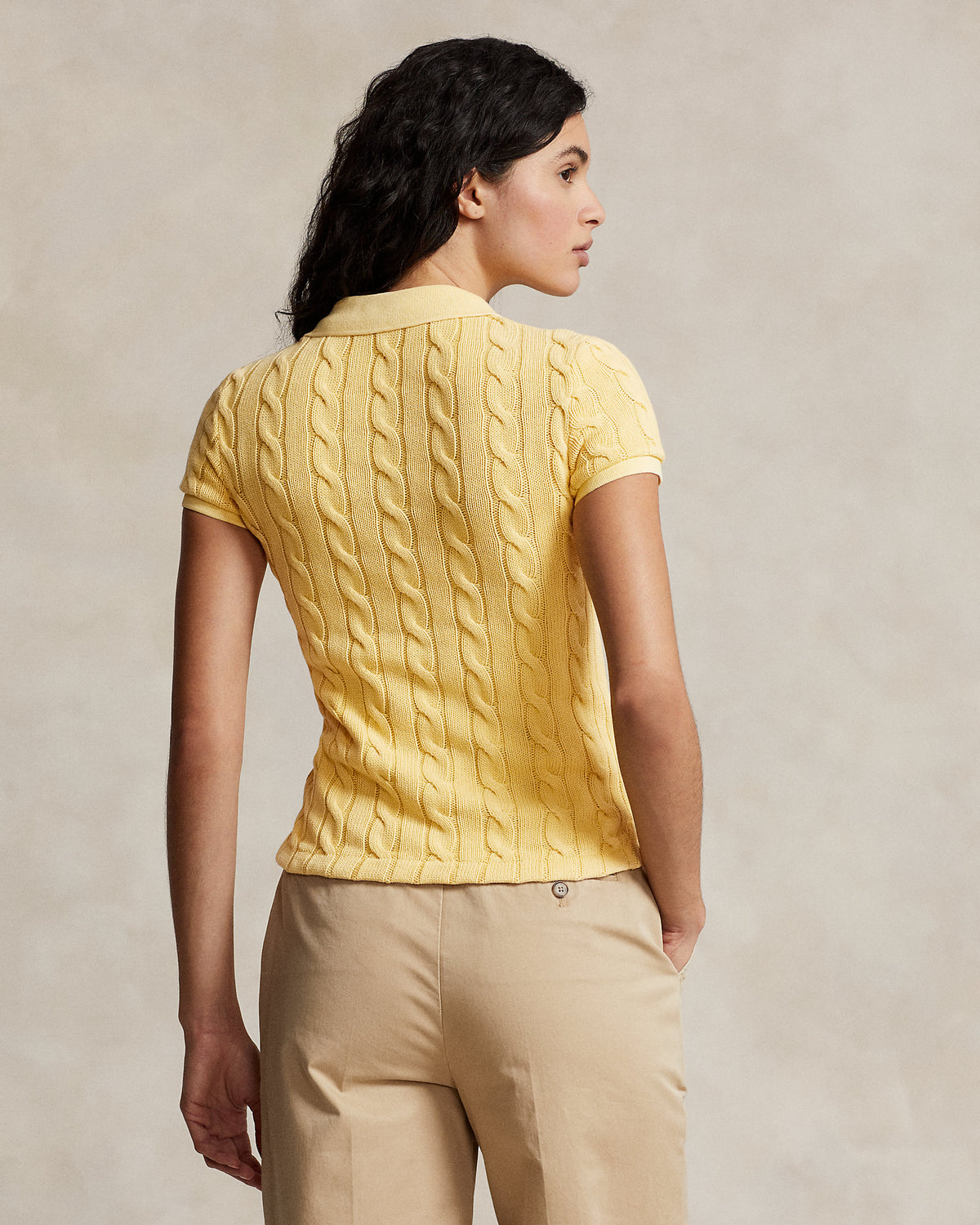 Ralph Lauren Women Cable-Knit Polo Shirt  -  Fall Yellow