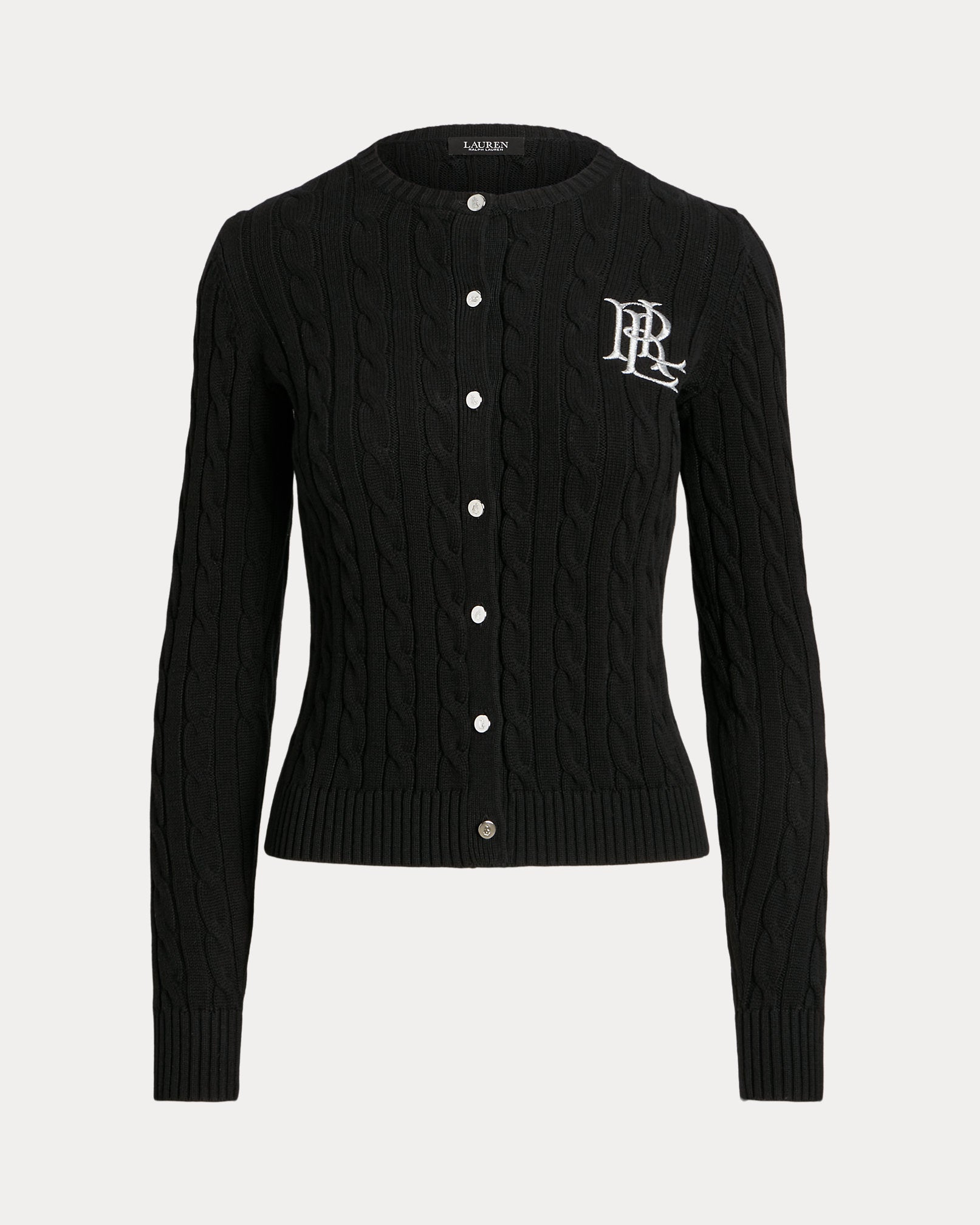 Ralph Lauren Cable-Knit Cotton Cardigan- Black