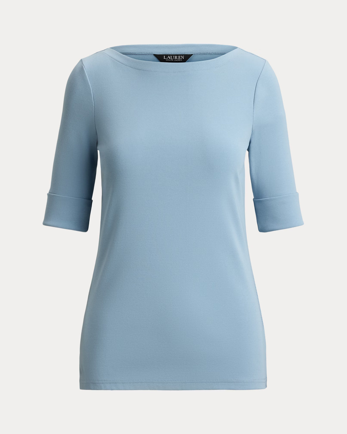 Ralph Lauren Women Stretch Cotton Boatneck Tee  -  Blue Note