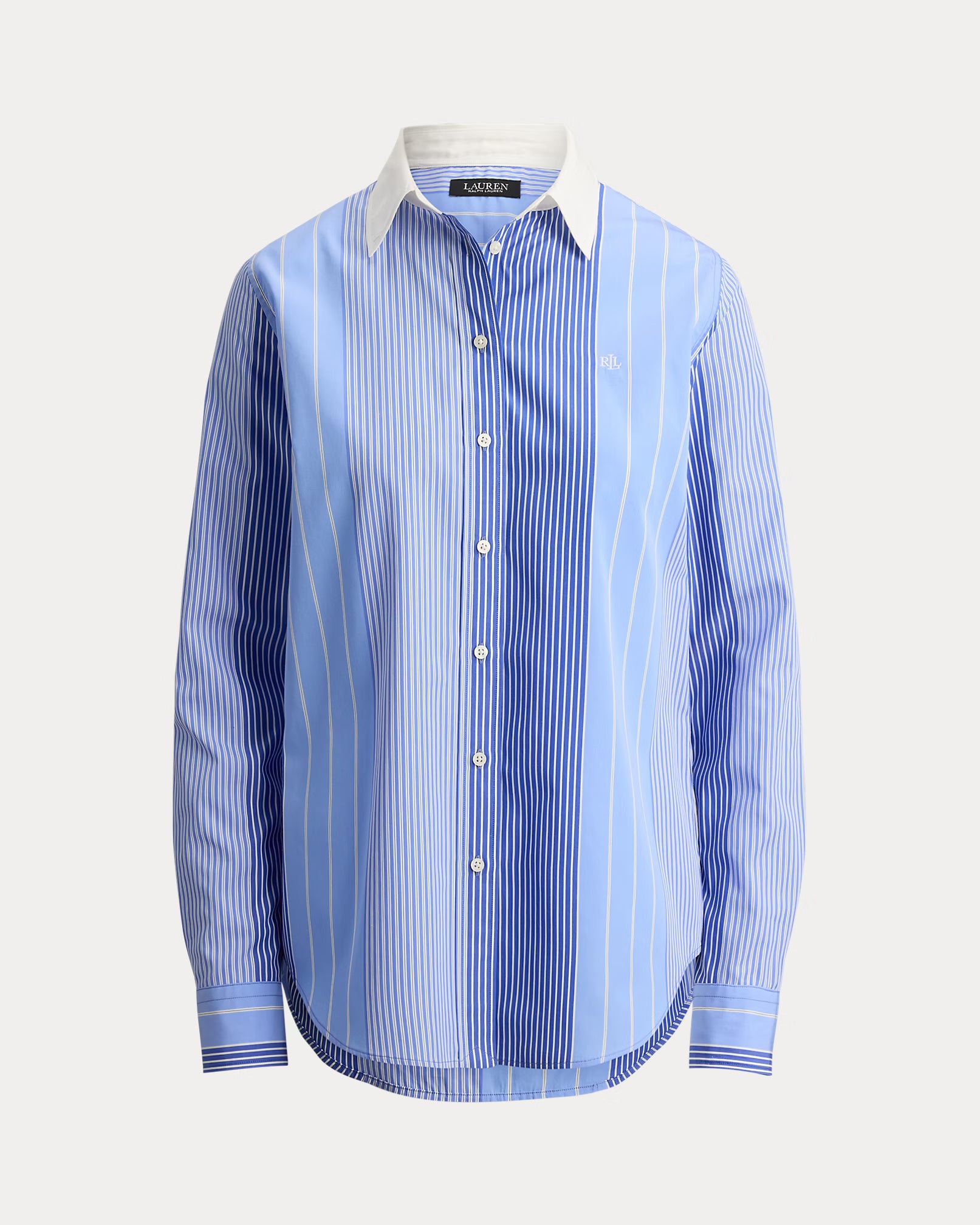 Ralp Lauren Classic Fit Striped Broadcloth Shirt  -   Blue/White Multi