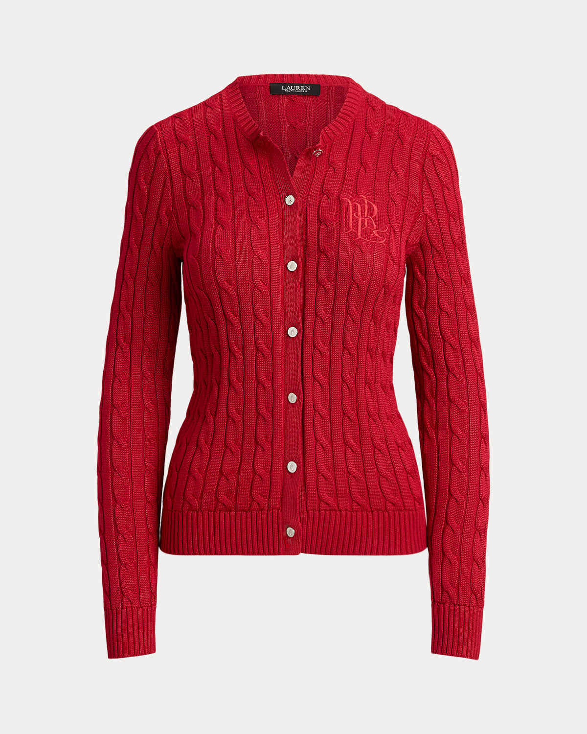 Ralph Lauren Cable-Knit Cotton-Blend Cardigan- Ralph Red