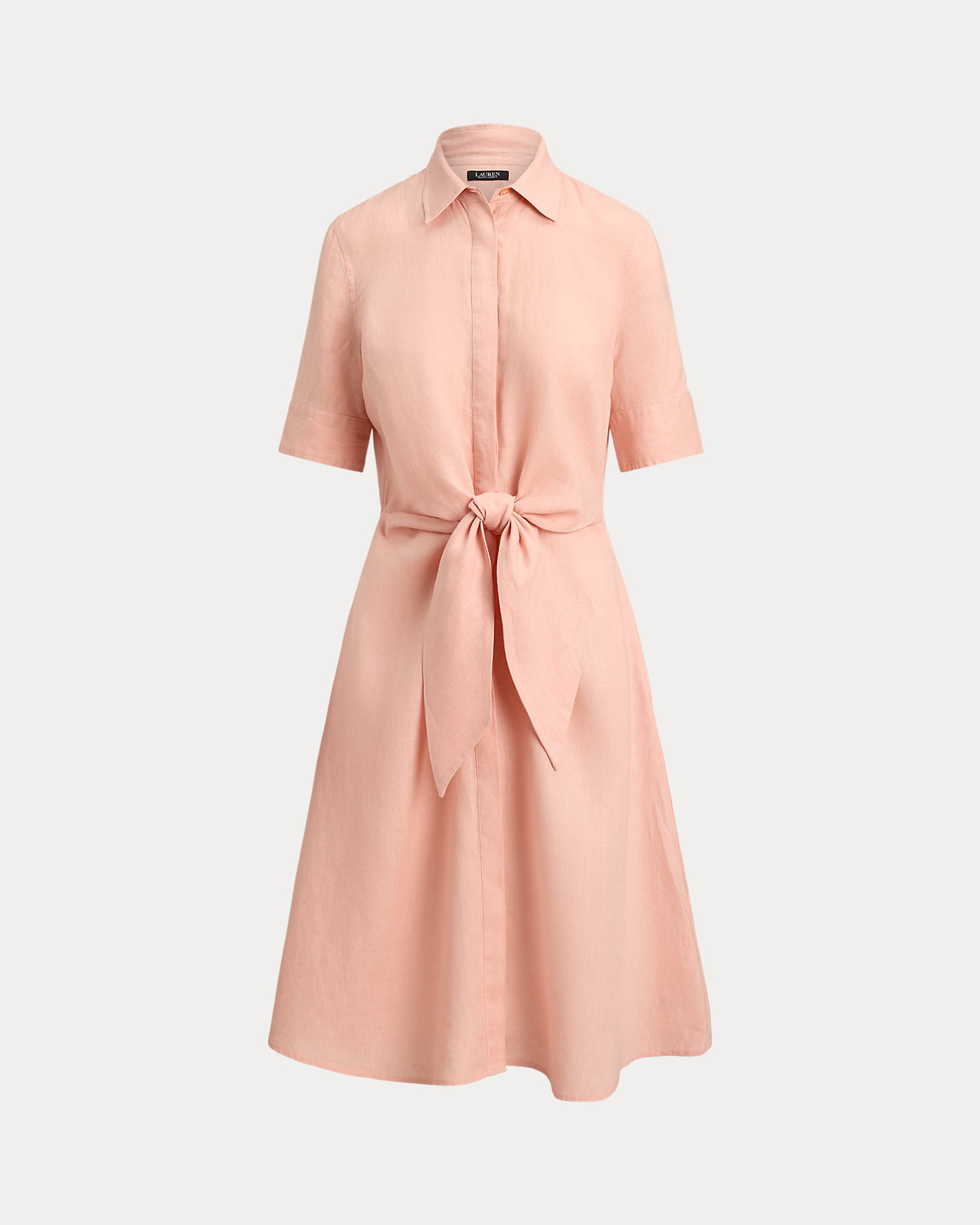 Ralph Lauren Women Tie-Front Linen Shirtdress  -  Pink Rhodonite
