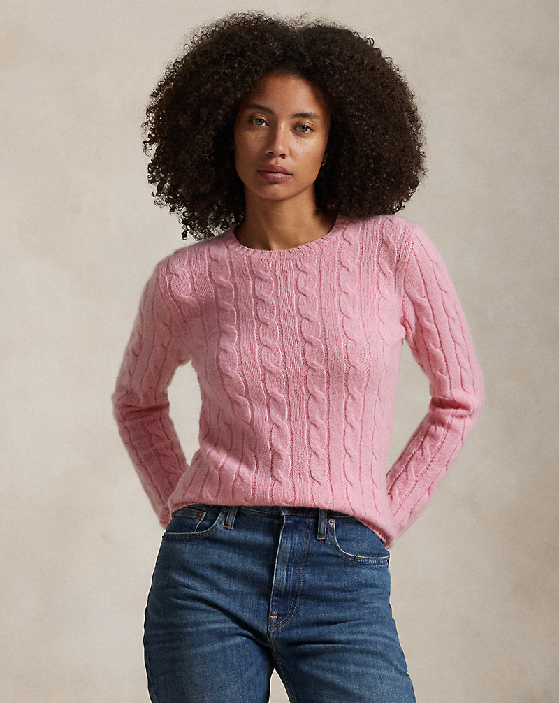 Ralph Lauren Women's The Iconic Cable-Knit Cashmere Sweater - Dusty Carmel Pink