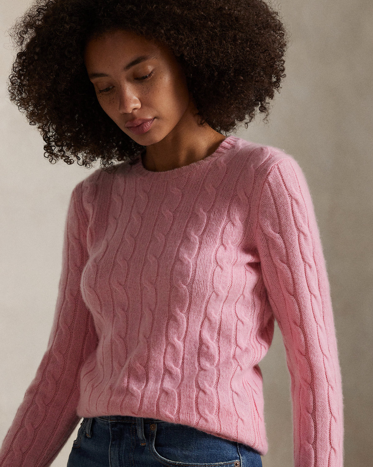 Ralph Lauren Women's The Iconic Cable-Knit Cashmere Sweater - Dusty Carmel Pink