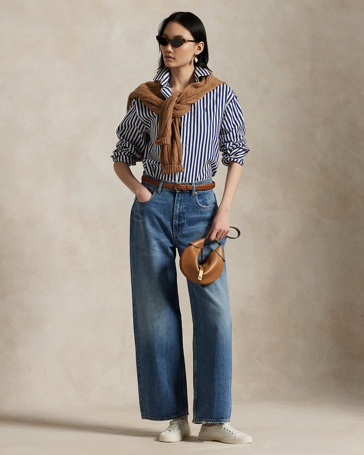 Ralph Lauren Women's Relaxed Fit Striped Cotton Shirt-Fall Royal/ White