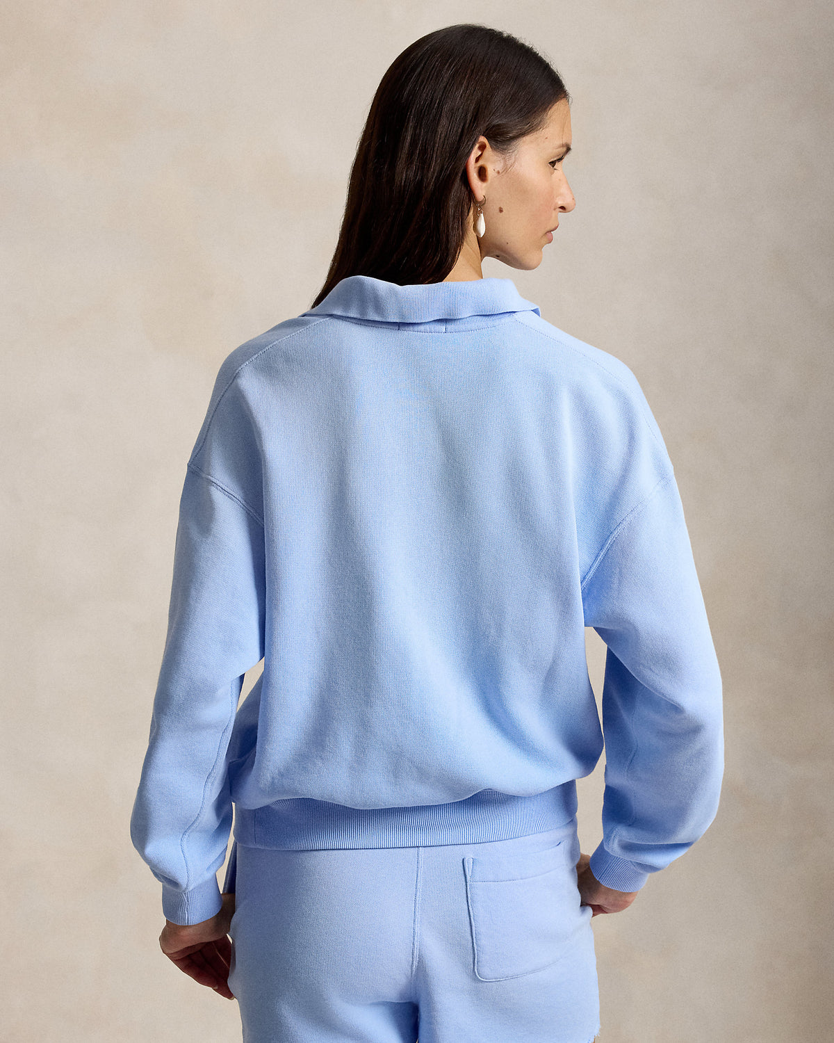 Ralph Lauren Women Lightweight Fleece Long-Sleeve Polo  -  Baby Blue