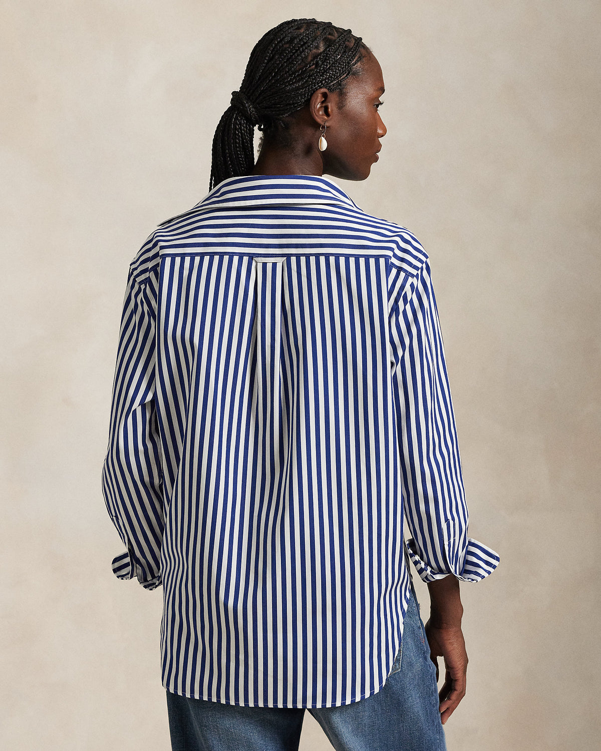 Ralph Lauren Women's Oversize Fit Striped Cotton Shirt  -  Fall Royal/White
