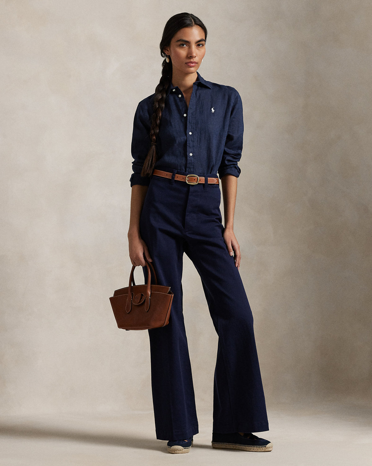 Ralph Lauren Women Classic Fit Linen Shirt  -  Newport Navy
