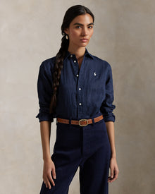 Ralph Lauren Women Classic Fit Linen Shirt  -  Newport Navy