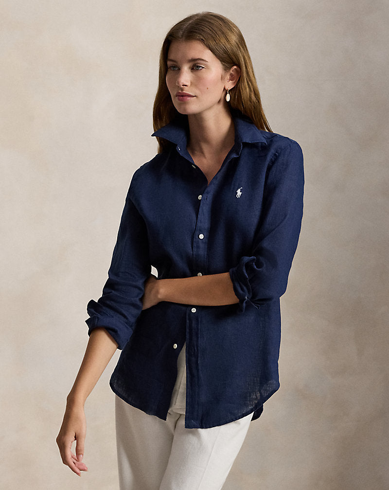 Ralph Lauren Women Classic Fit Linen Shirt Polo Ralph Lauren  - Tidal Navy