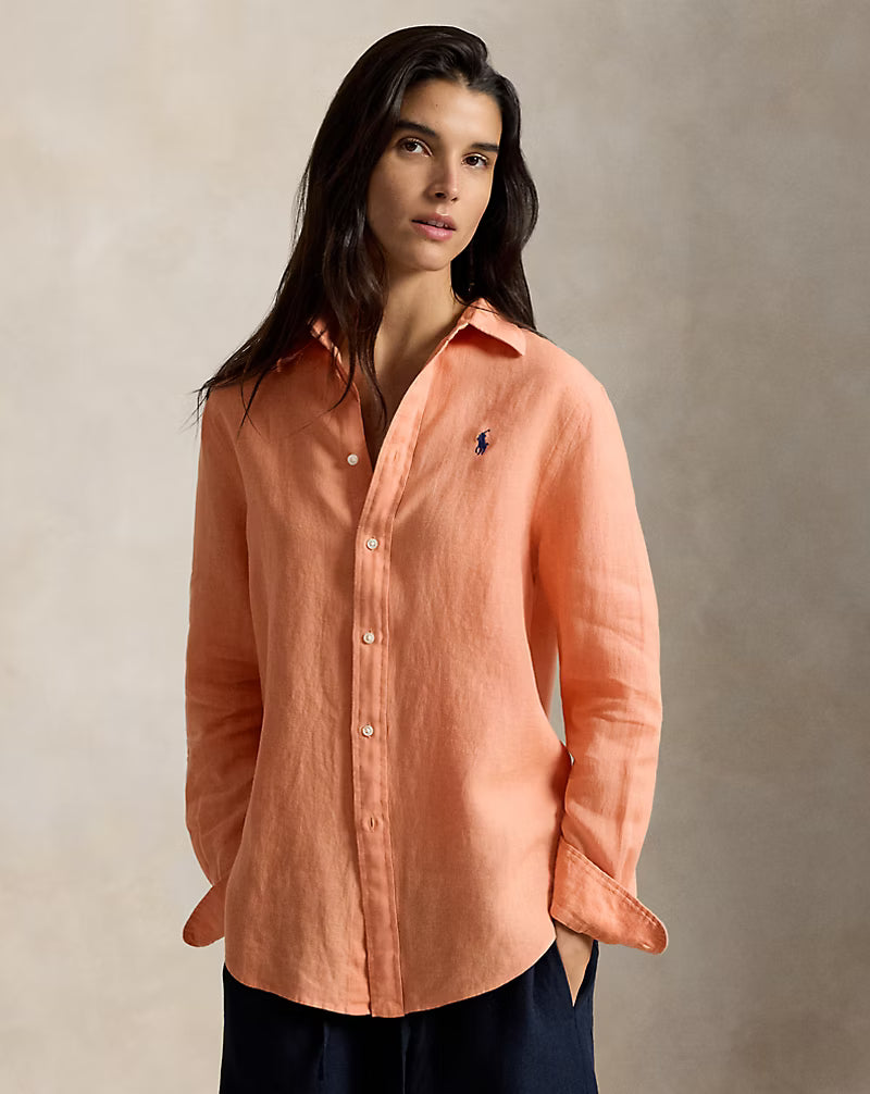Ralph Lauren Women Classic Fit Linen Shirt Polo Ralph Lauren  - Pastel Coral