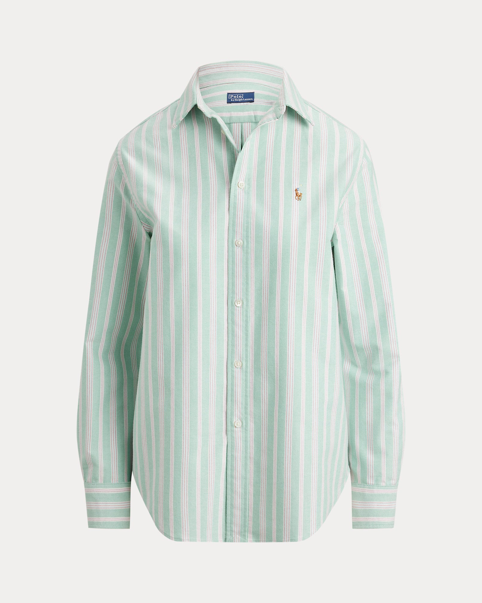 Ralph Lauren Women Classic Fit Striped Cotton Oxford Shirt  -  Green Blue Pink Multi