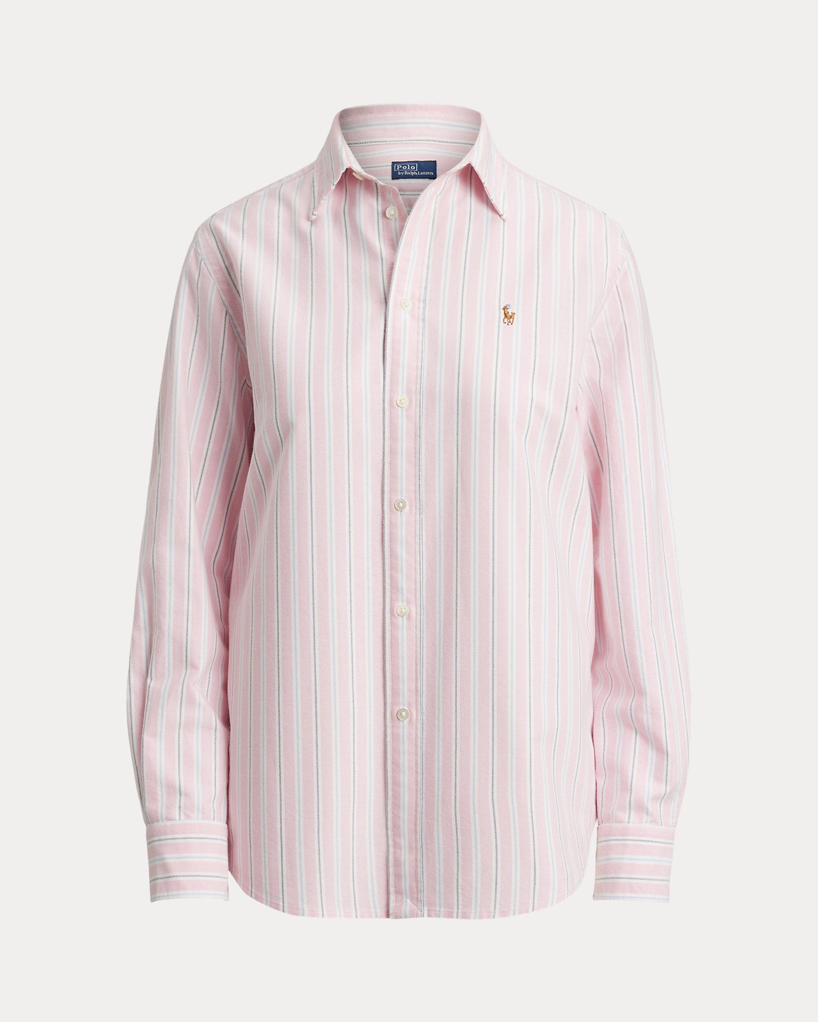 Ralph Lauren Women Classic Fit Striped Cotton Oxford Shirt  -  Pink Blue Multi