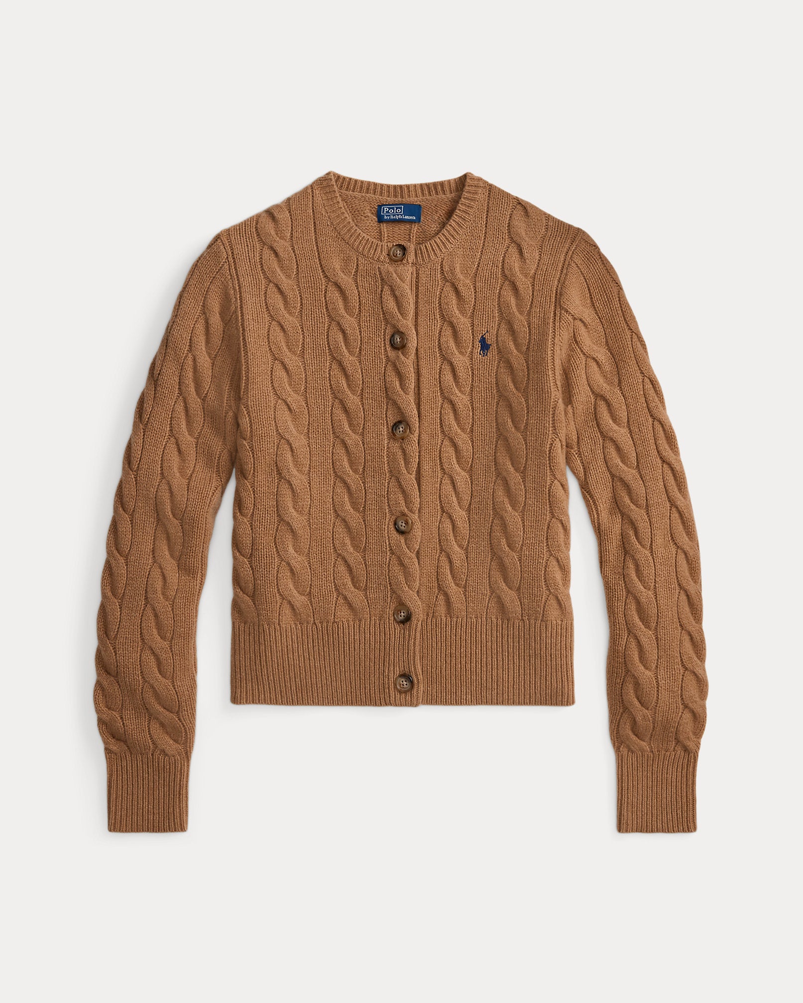 Ralph Lauren Cable-Knit Wool-Cashmere Cardigan- Collection Camel Melange