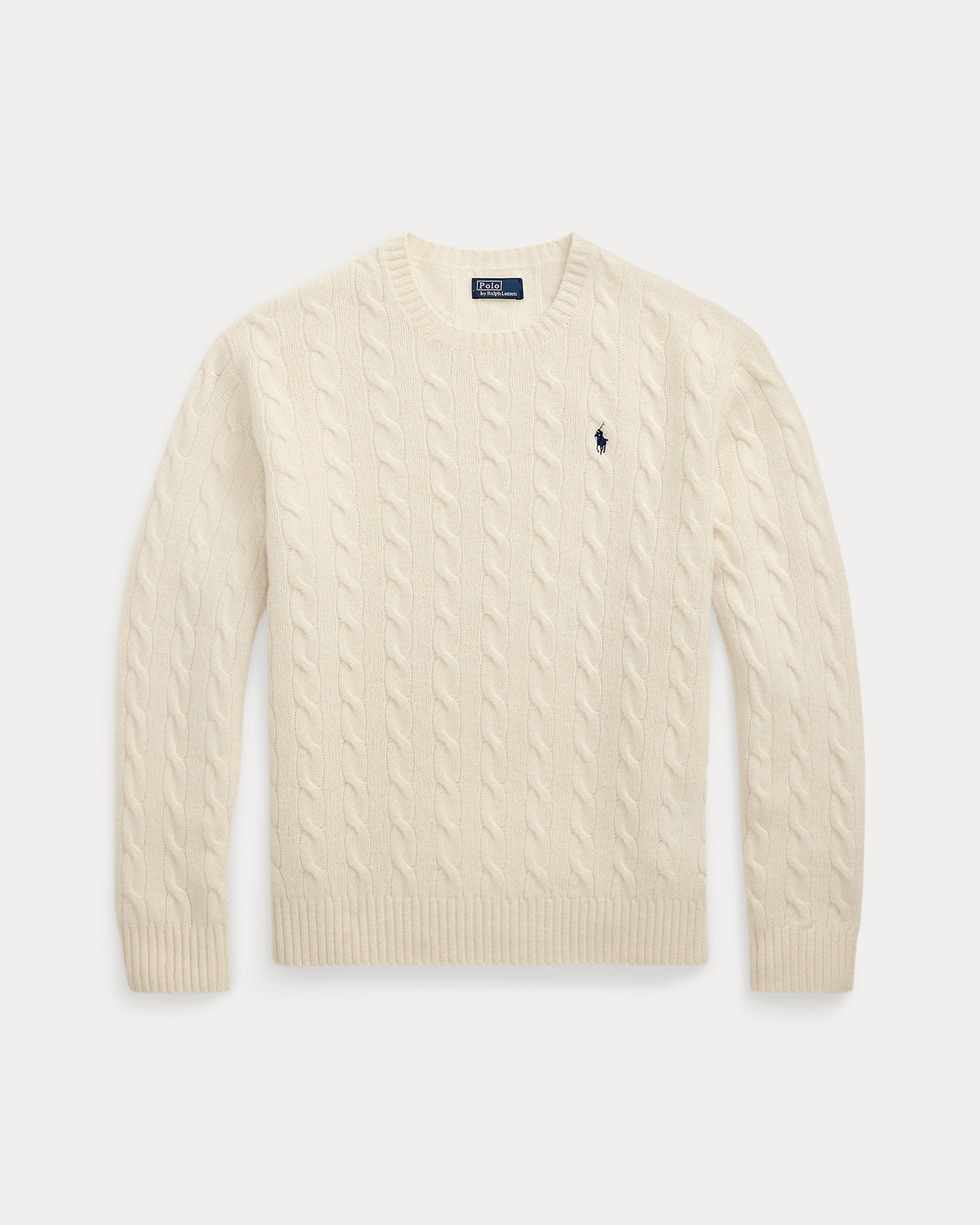 Ralph Lauren Cable Wool-Cashmere Crewneck Sweater- Authentic Cream