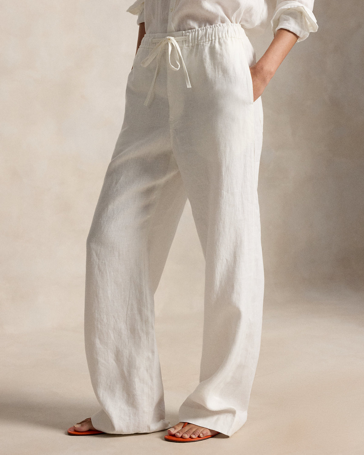 Ralph Lauren Women Linen Drawstring Pant - Nevis