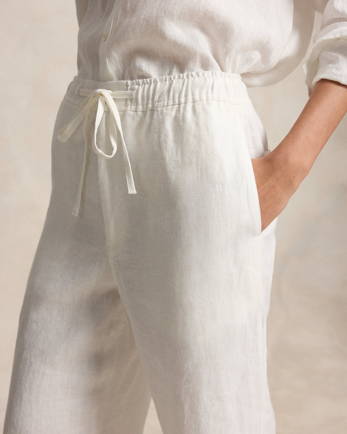 Ralph Lauren Women Linen Drawstring Pant - Nevis