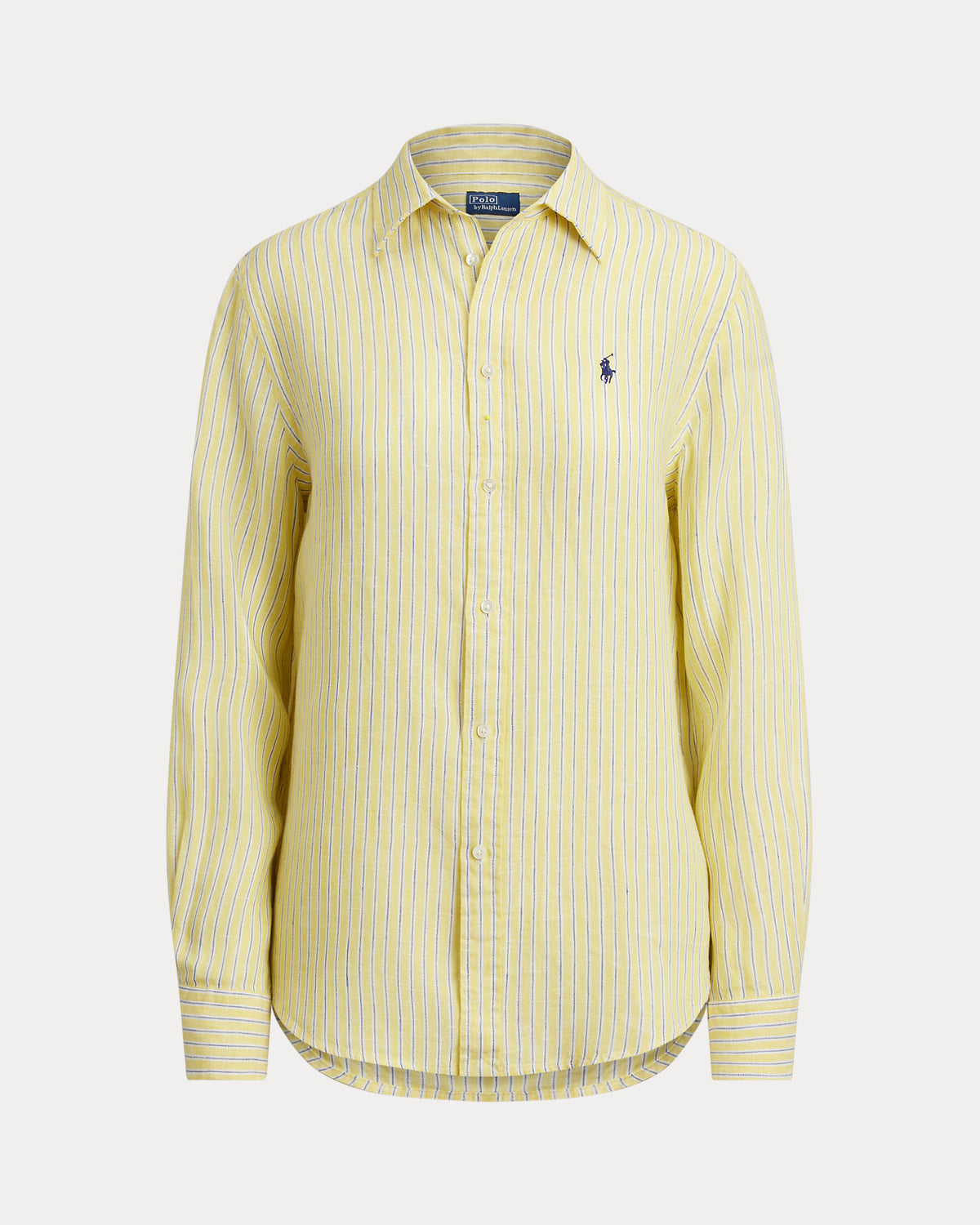 Ralph Lauren Women Classic Fit Striped Linen Shirt  -  Yellow/Blue/ White