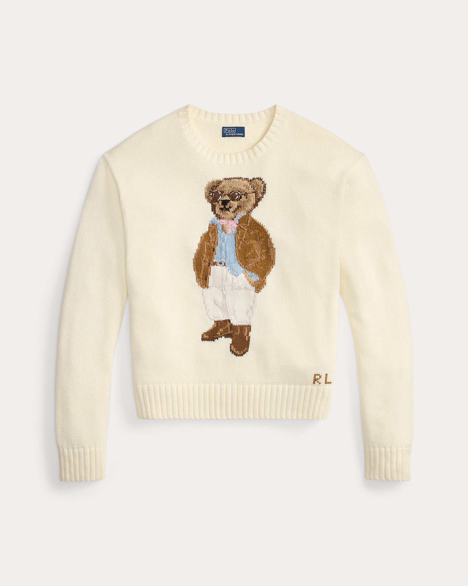 Ralph Lauren Polo Bear Cotton Crewneck Sweater-Parchment Cream