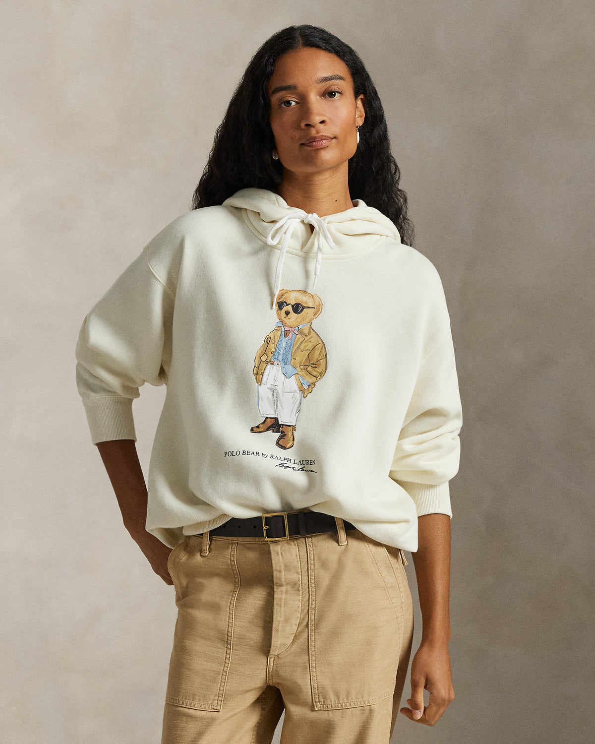 Ralph Lauren Women  Polo Bear Fleece Hoodie  -  Parchment Cream