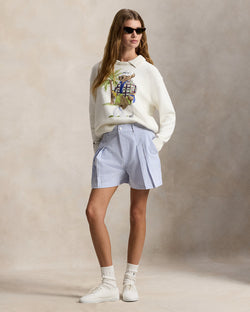 Ralph Lauren Women Polo Bear Performance Polo Sweater  -  White Splash Multi
