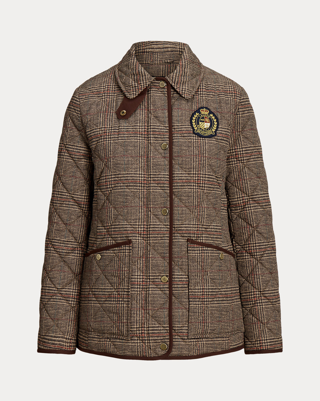 Ralph Lauren Glen Plaid Crest-Patch Quilted Jacket