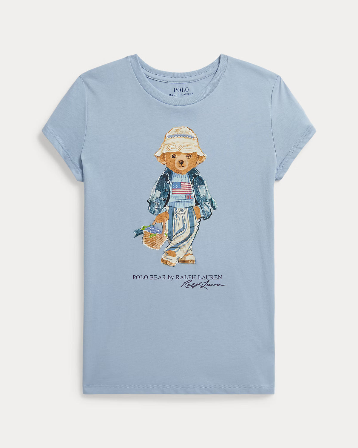 Ralph Lauren Girl's Polo Bear Cotton Jersey Tee  -   Estate Blue