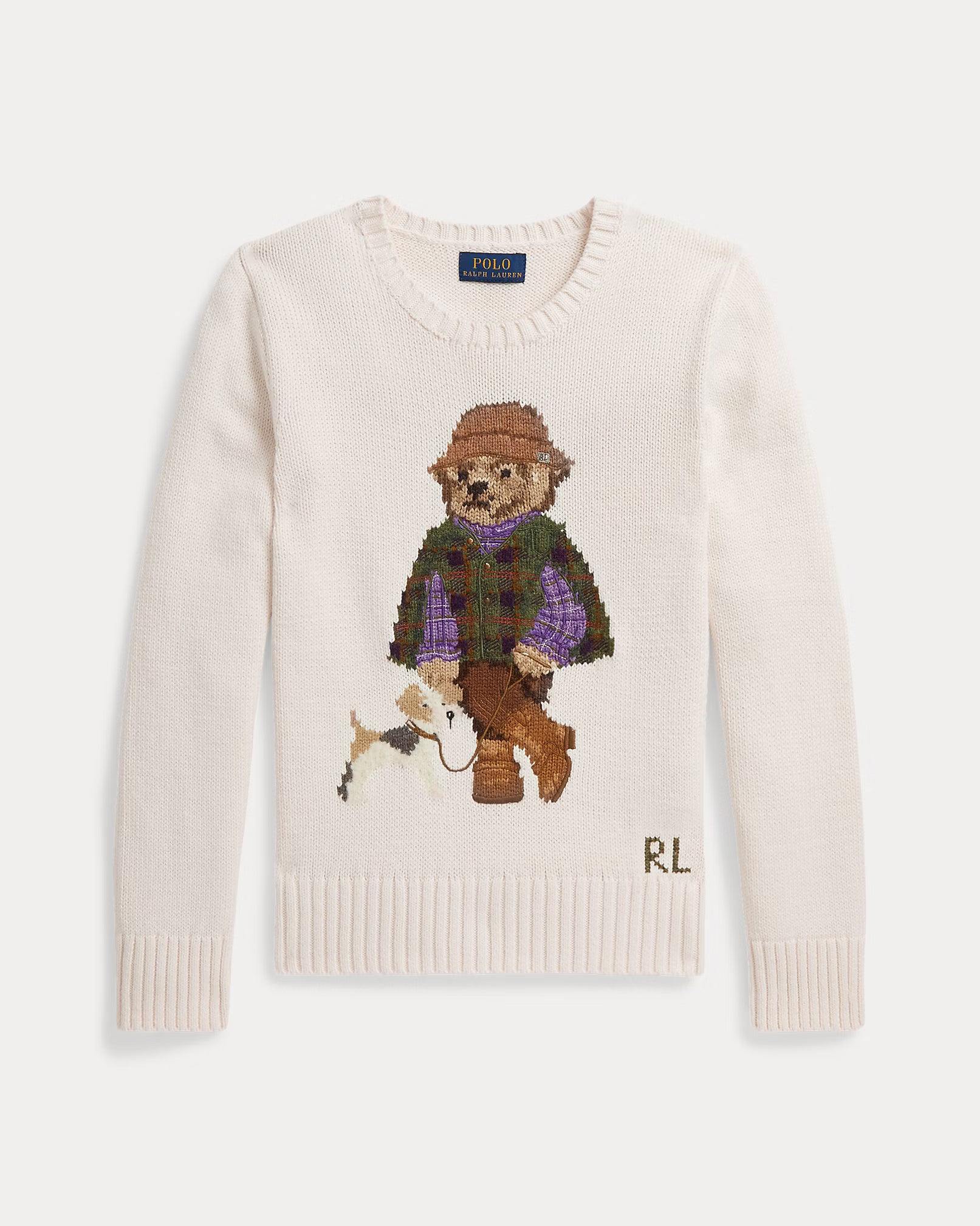 Ralph Lauren Girls Polo Bear Sweater  -   Estate Cream