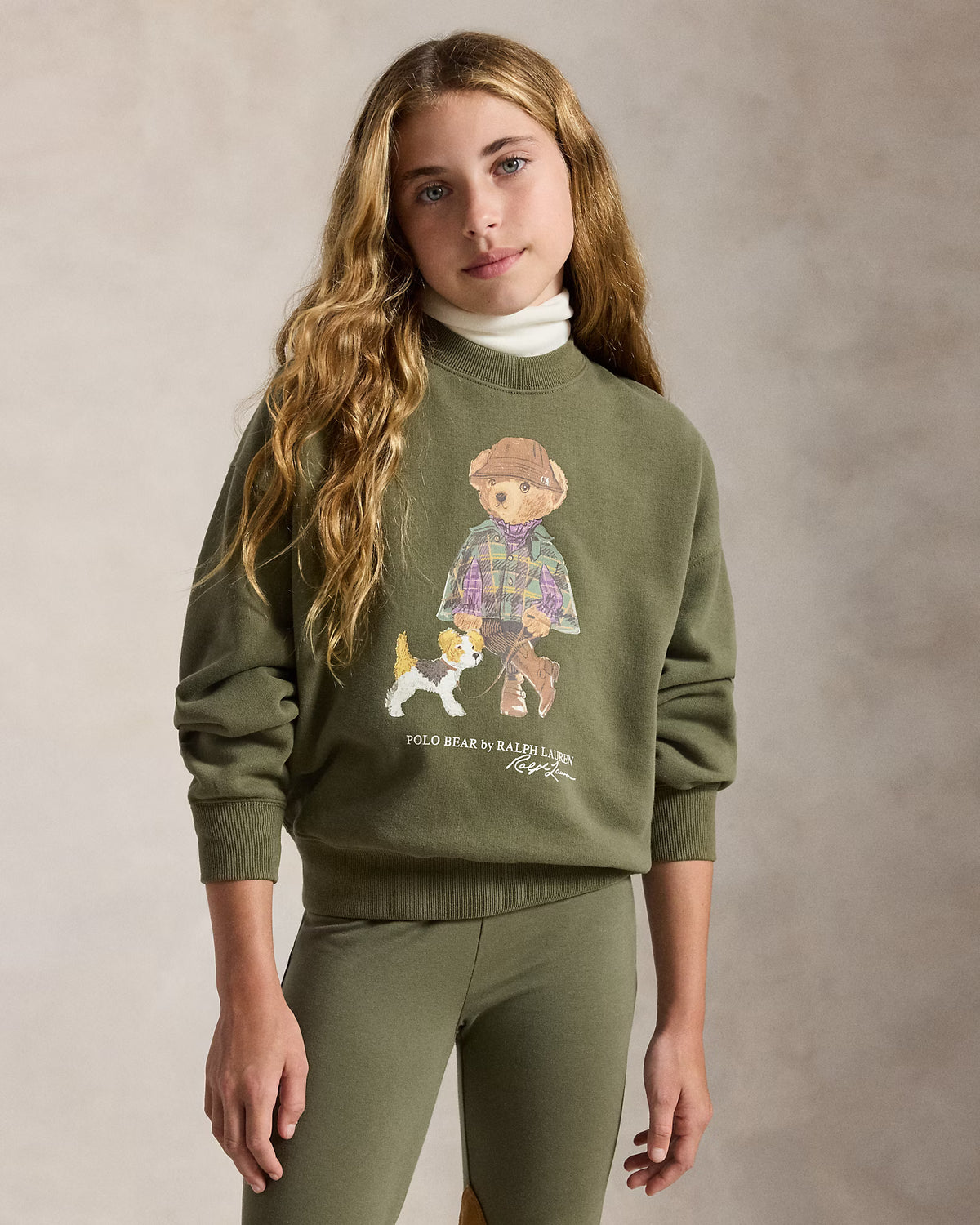 Ralph Lauren Girls Polo Bear Fleece Sweatshirt  - Cruise Olive