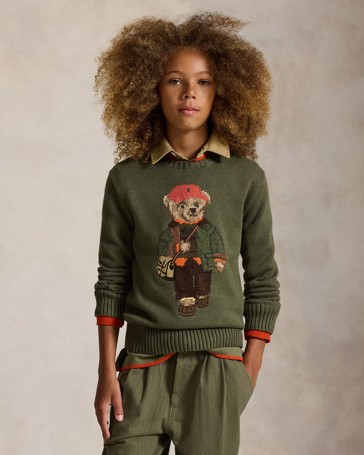 Ralph Lauren Boys Polo Bear Sweater  - Cruise Olive