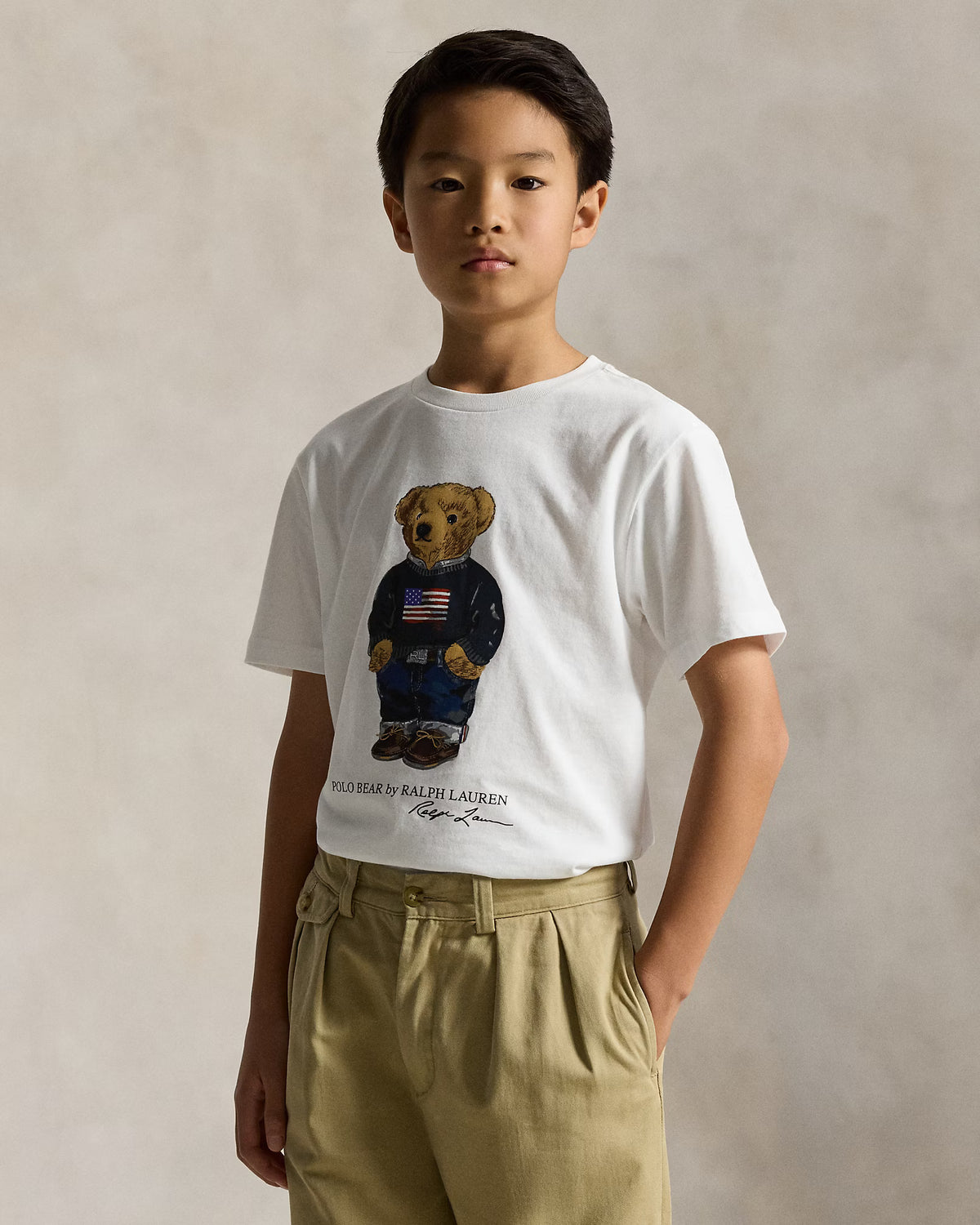 Ralph Lauren Boy's Polo Bear Cotton Jersey Tee  -   White Core Bear