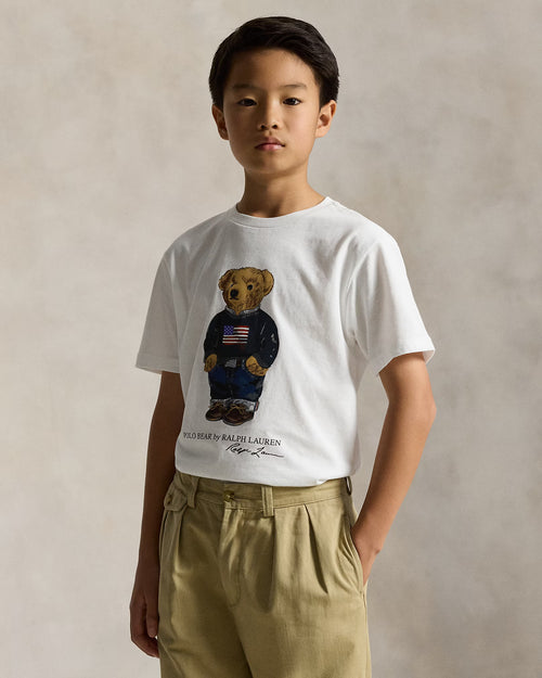 Ralph Lauren Boy's Polo Bear Cotton Jersey Tee  -   White Core Bear