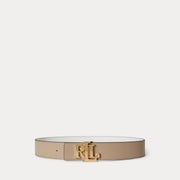Ralph Lauren Logo Reversible Leather Wide Belt - Birch Tan/White