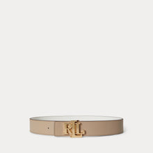 Ralph Lauren Logo Reversible Leather Wide Belt - Birch Tan/White